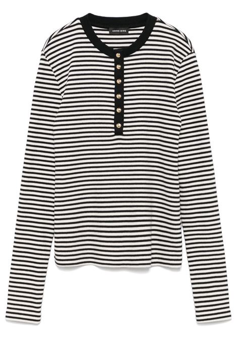 t-shirt l/s alessia donna bianca e nera ANINE BING | A-08-10314MTL2